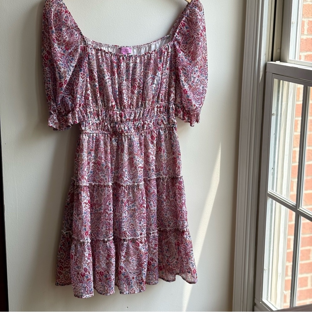 Francesca’s Floral Tiered Dress with Puff Sleeves